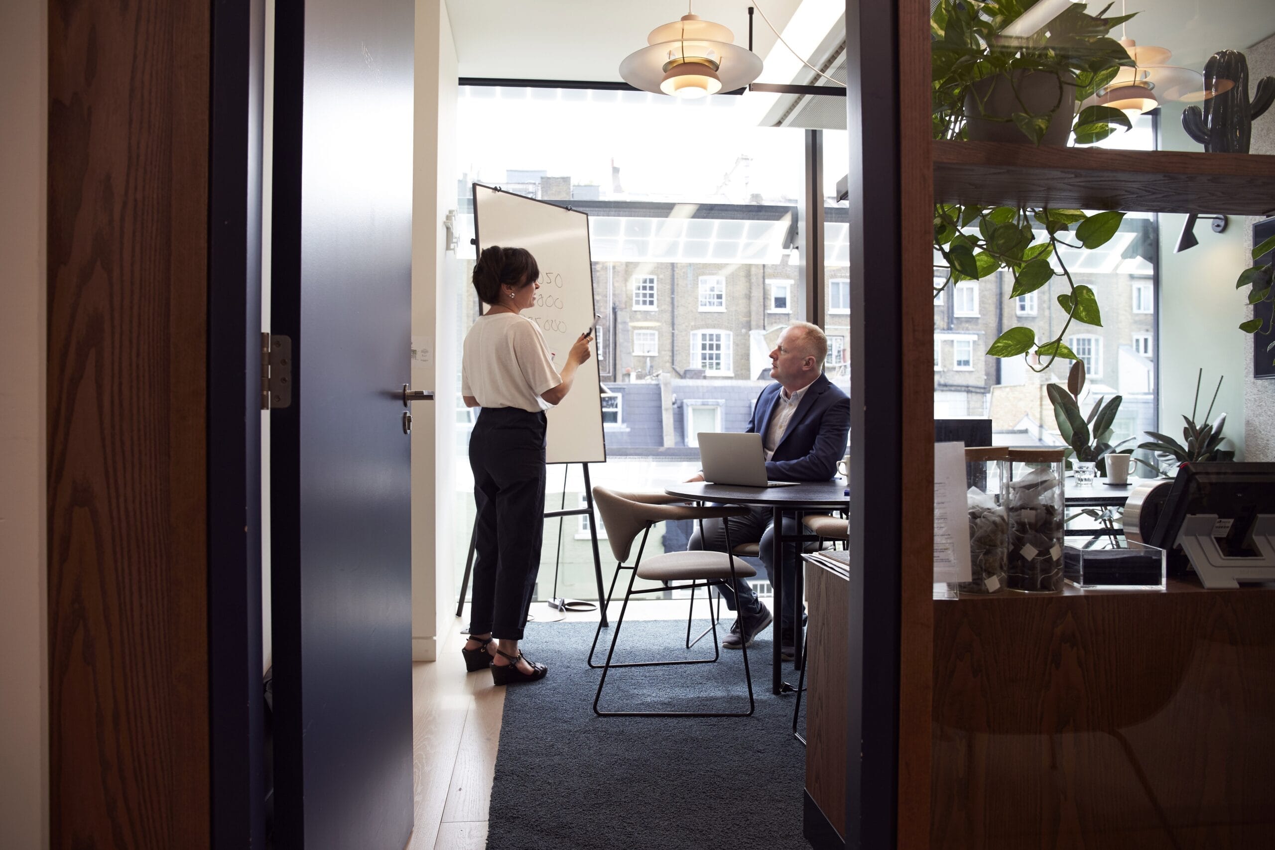 Leaders having a discussion in the workplace