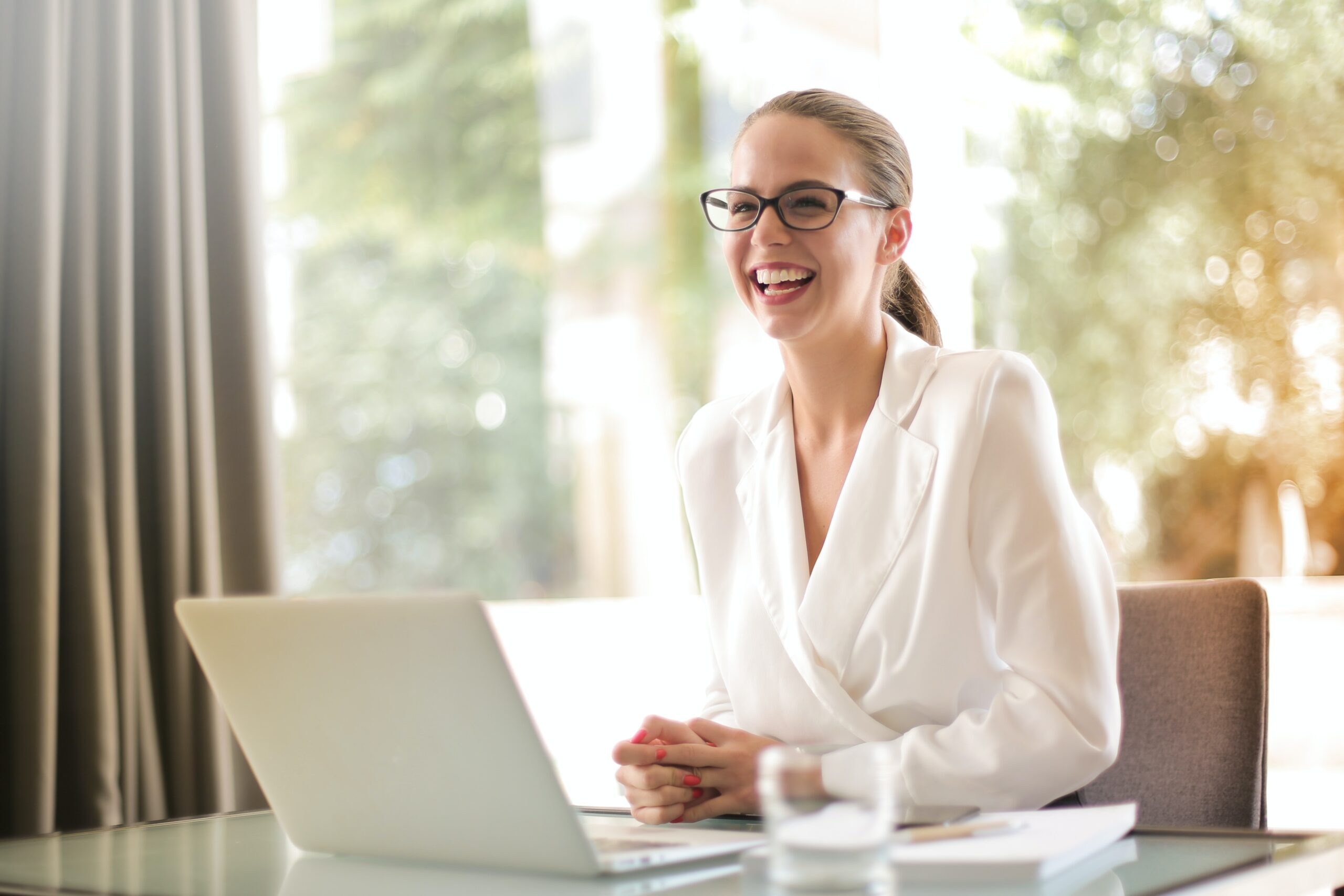 Woman staying engaged at work