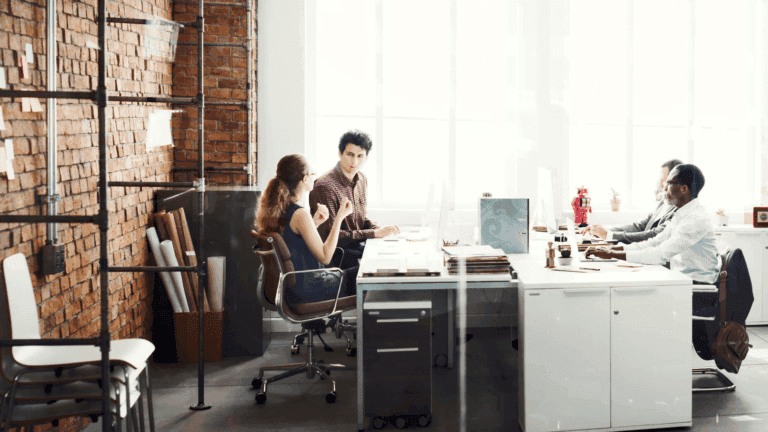 a team in an office experiencing employee engagement
