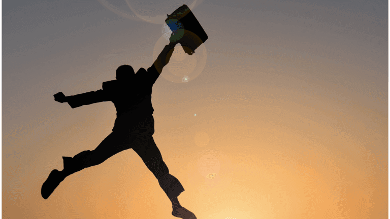 Person jumping for career transition